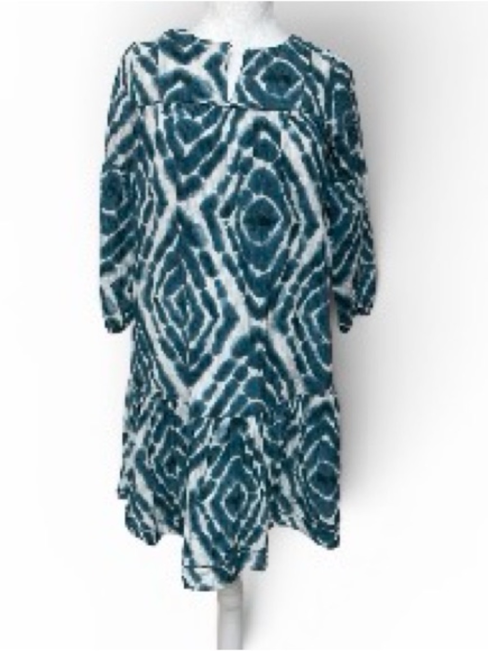 Scotch & Soda printed bottle green ladder tape dress Puff Sleeves lined EUC